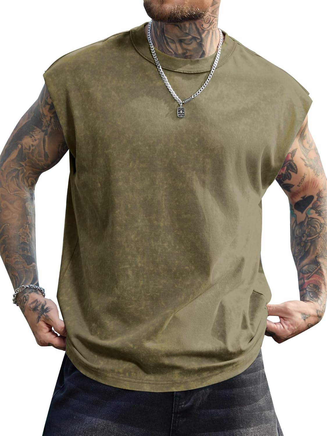 Men's Muscle Sleeveless Tank Tops Cut Off Fashion T Shirts Workout Gym Tee Shirts