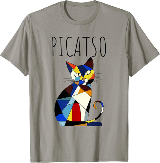 Picatso Abstract Geometric Cat Design for Funny Art Lovers T-Shirt