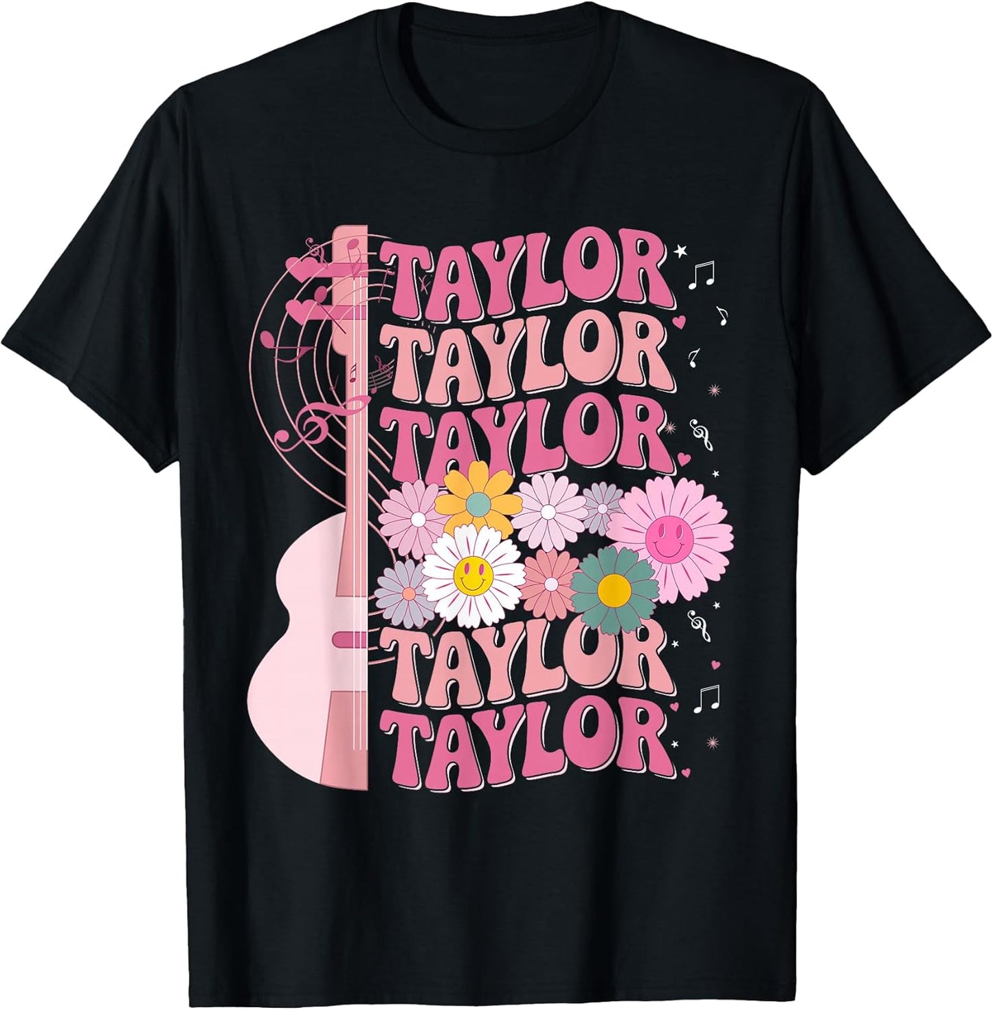 Girl Retro Taylor First Name Personalized Groovy 80's T-Shirt