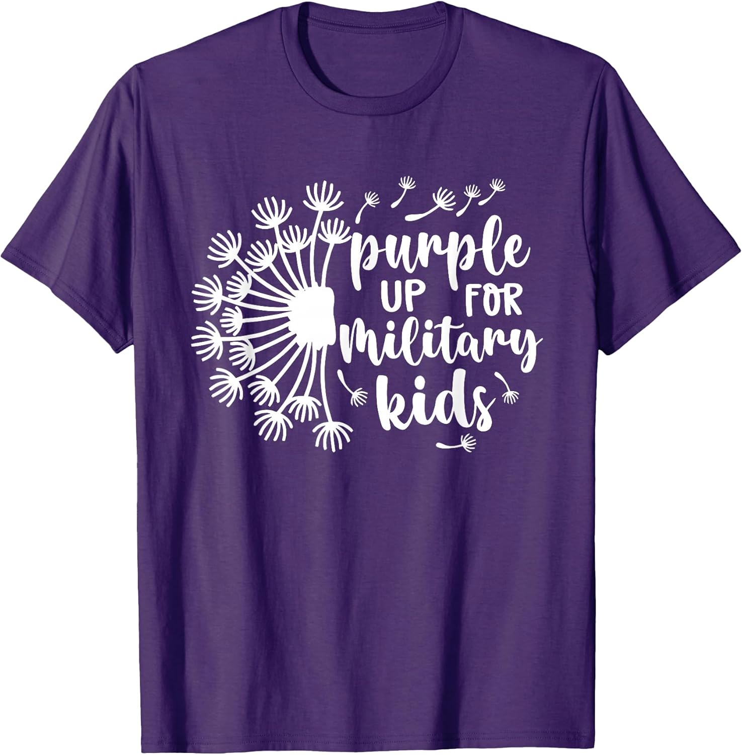 Purple Up for Military Kids Dandelion Military Child Month T-Shirt Small