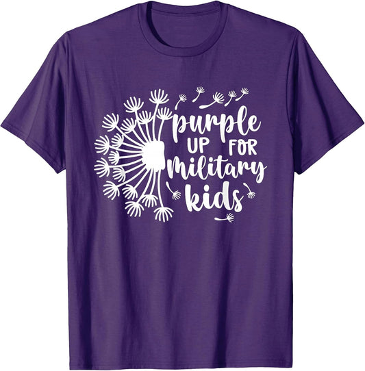 Purple Up for Military Kids Dandelion Military Child Month T-Shirt Small