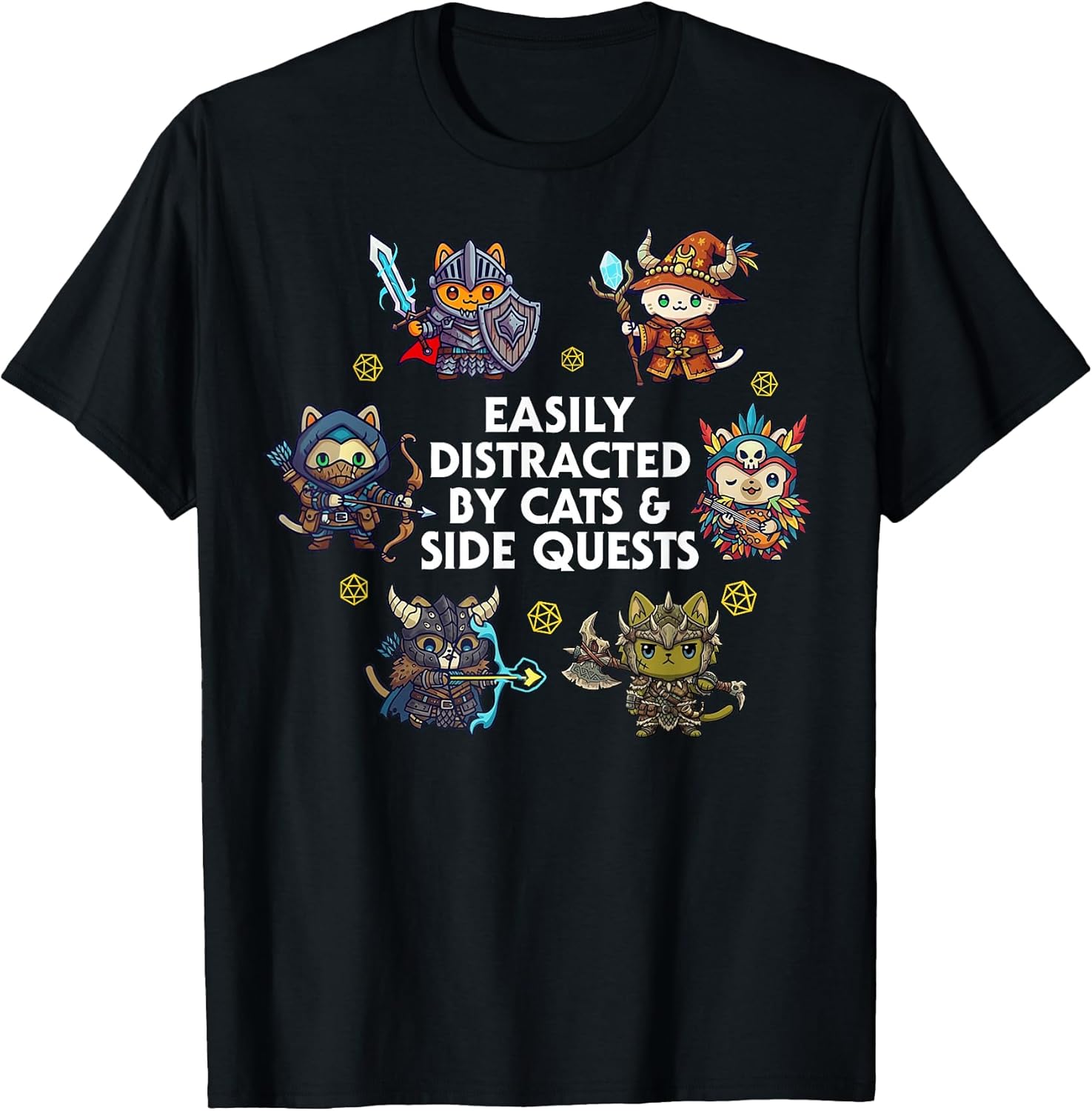 Cats Side Quest Distracted D20 Dice Tabletop Gifts