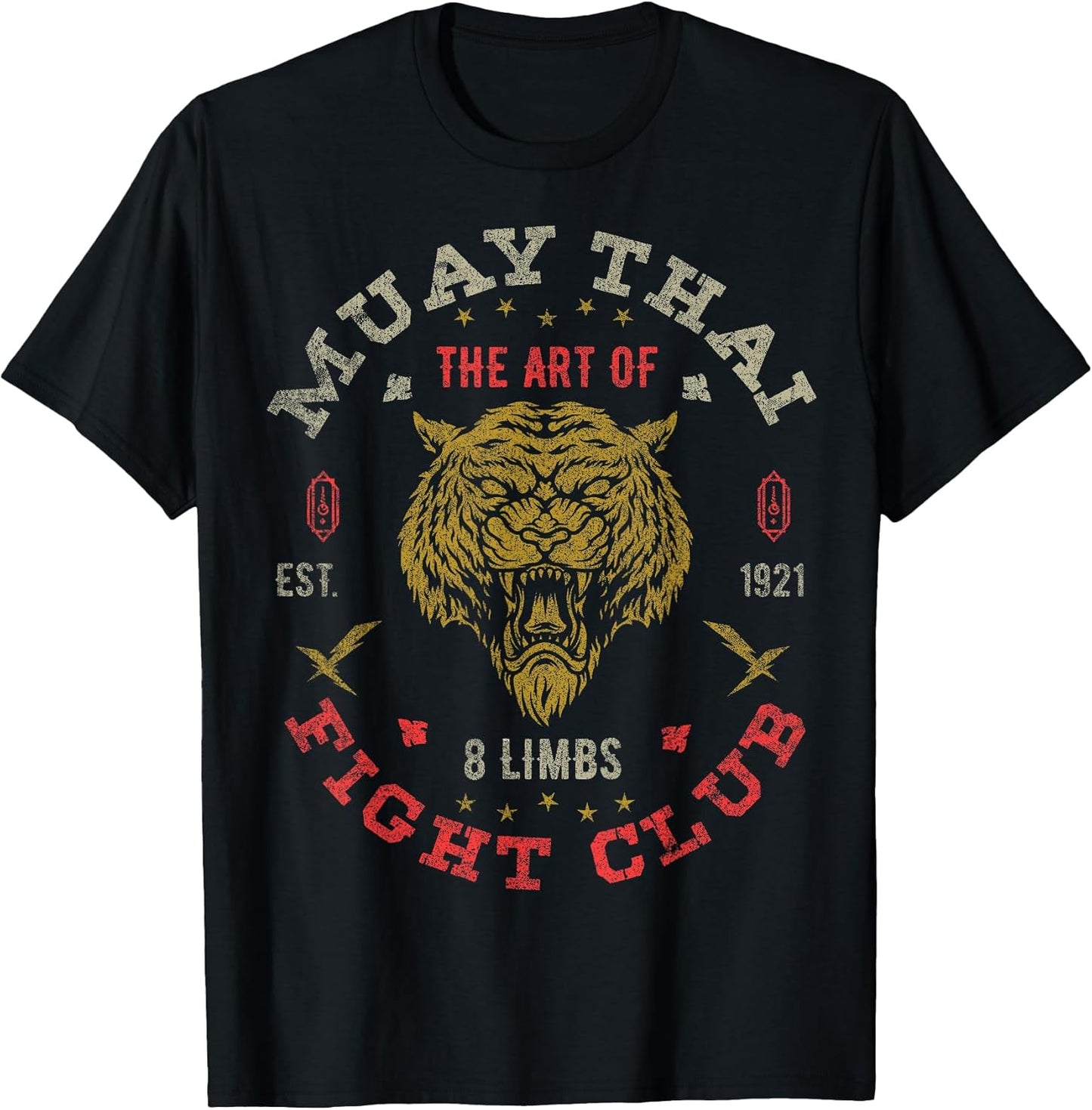 Muay Thai Fighter Vintage Tee Twin Tiger Art of 8 Limbs T-Shirt