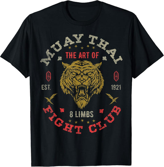 Muay Thai Fighter Vintage Tee Twin Tiger Art of 8 Limbs T-Shirt