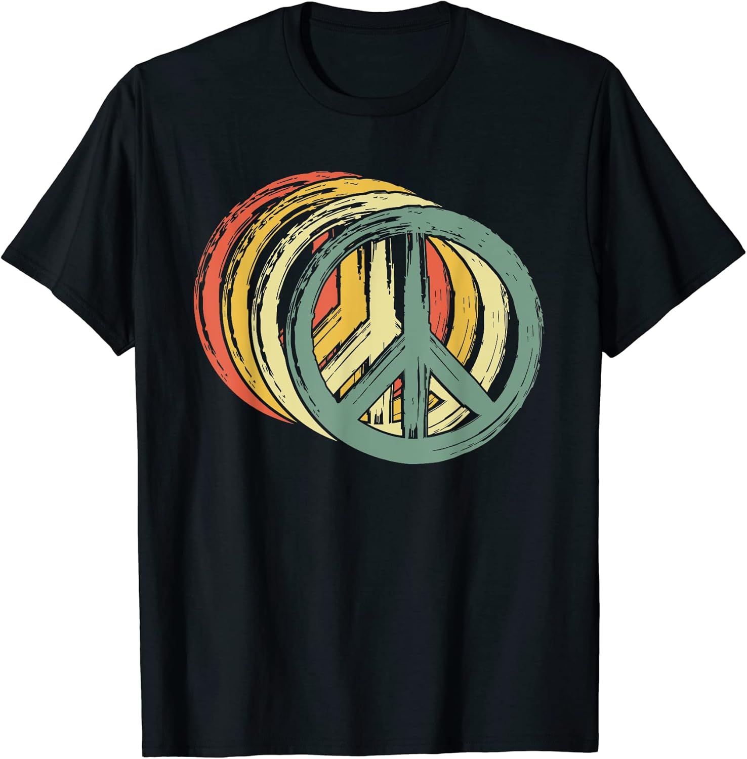 Mens Peace Sign Hippie 60s 70s 1960s Trippy Groovy Peace Tee T-Shirt