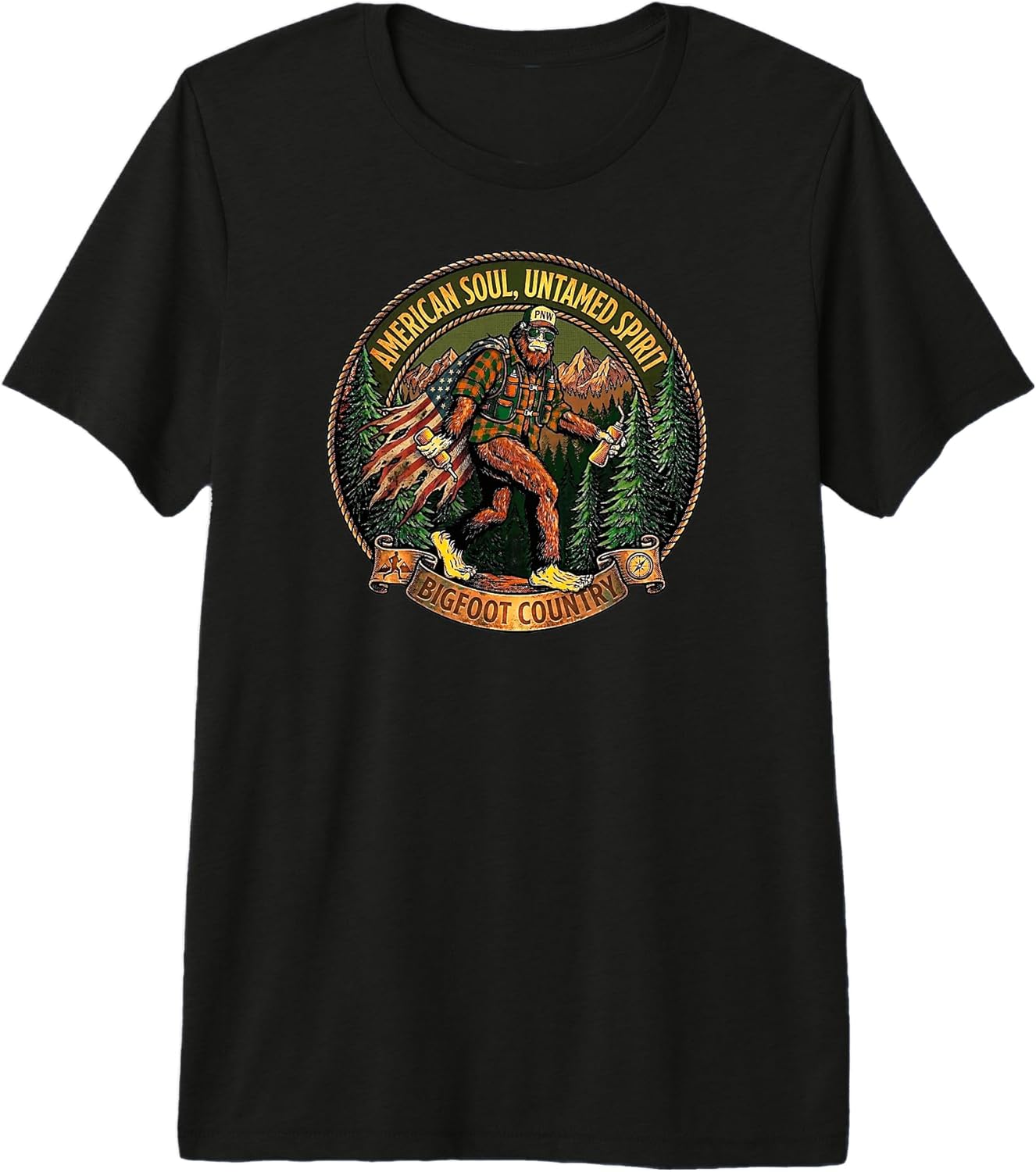 Sasquatch Patriotic PNW American Flag