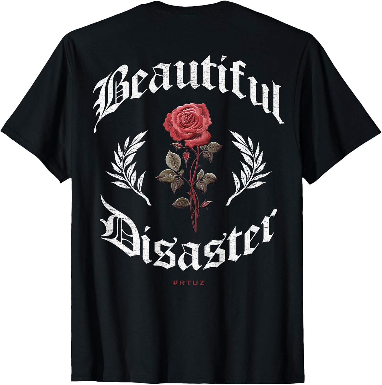 Urban Hip Hop Vintage Hipster Y2K Back Print Streetwear Rose T-Shirt