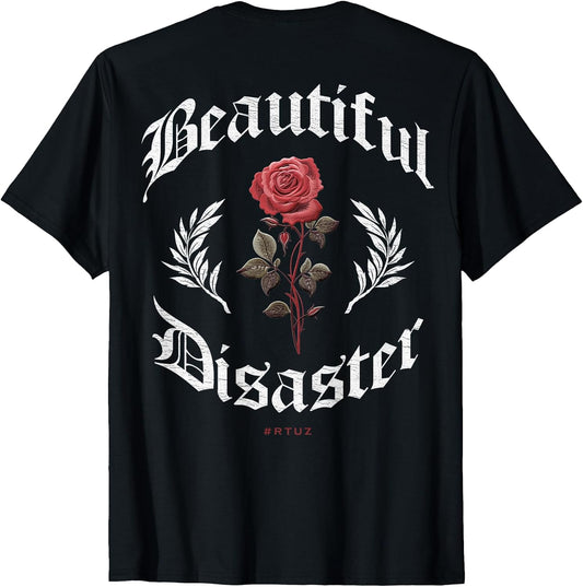 Urban Hip Hop Vintage Hipster Y2K Back Print Streetwear Rose T-Shirt