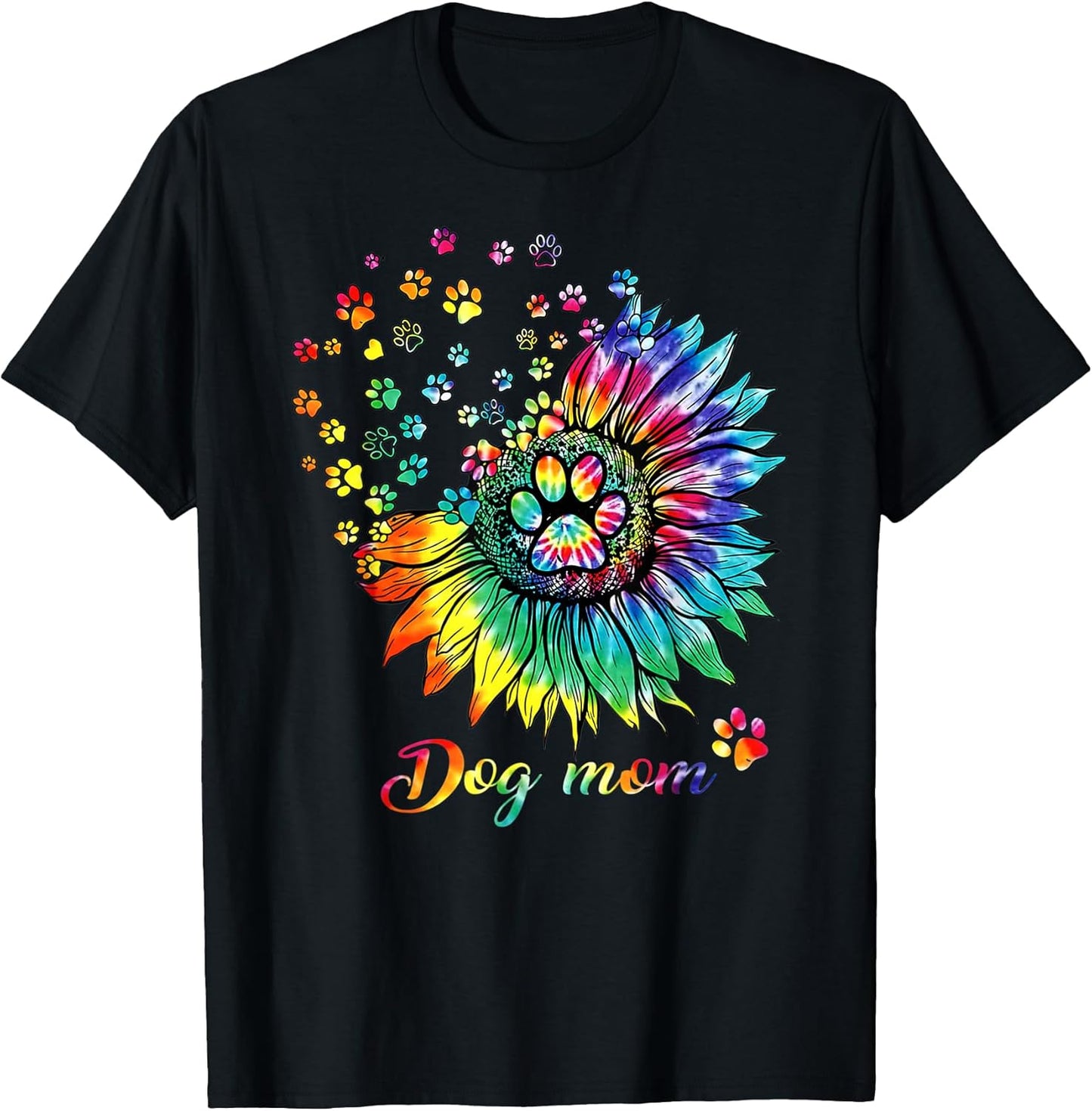 Dog Mom Spiral Dog Paws Prints Tie Dye, Hippie Dog