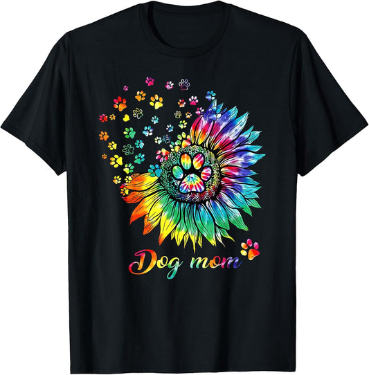 Dog Mom Spiral Dog Paws Prints Tie Dye, Hippie Dog