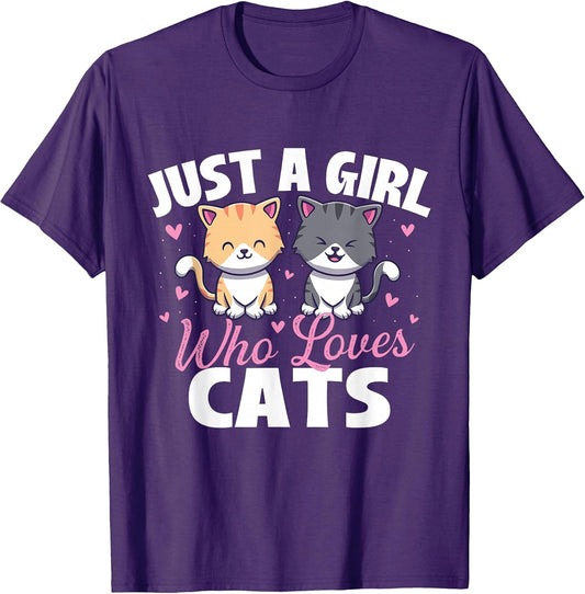 Just A Girl Who Loves Cats - Cat Owner Animal Lover Kitty T-Shirt