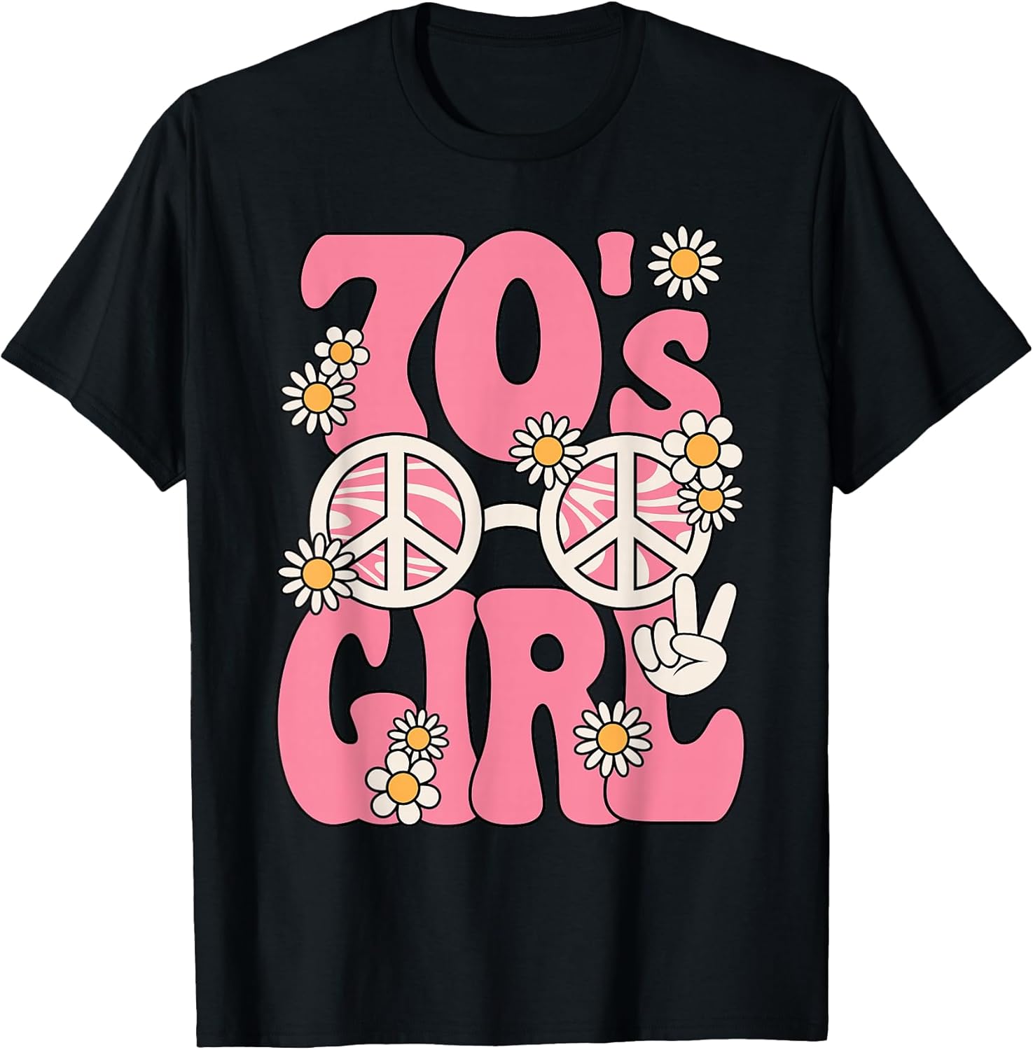 Cute 70s Girl Retro Groovy Hippie Outfit Women Girls T-Shirt