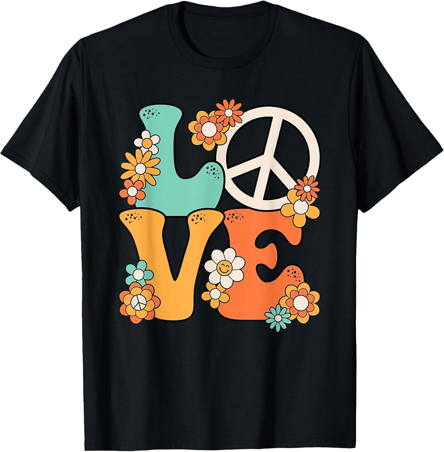 Peace Sign Love 60s 70s Groovy Hippie Outfit Women Men Kids T-Shirt