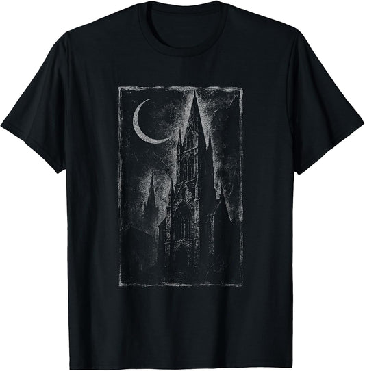 Gothic Church Cathedral Goth Grunge Dark Alt Aesthetic Art T-Shirt