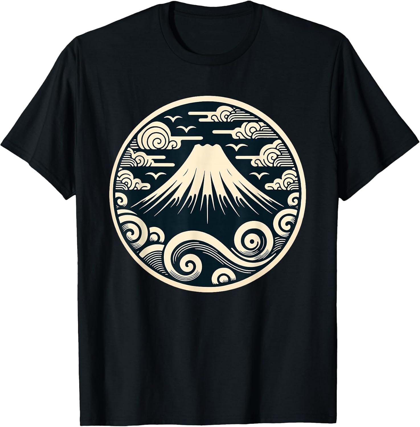 Mount Fuji Retro Japanese Woodblock Kanagawa Graphical Art T-Shirt