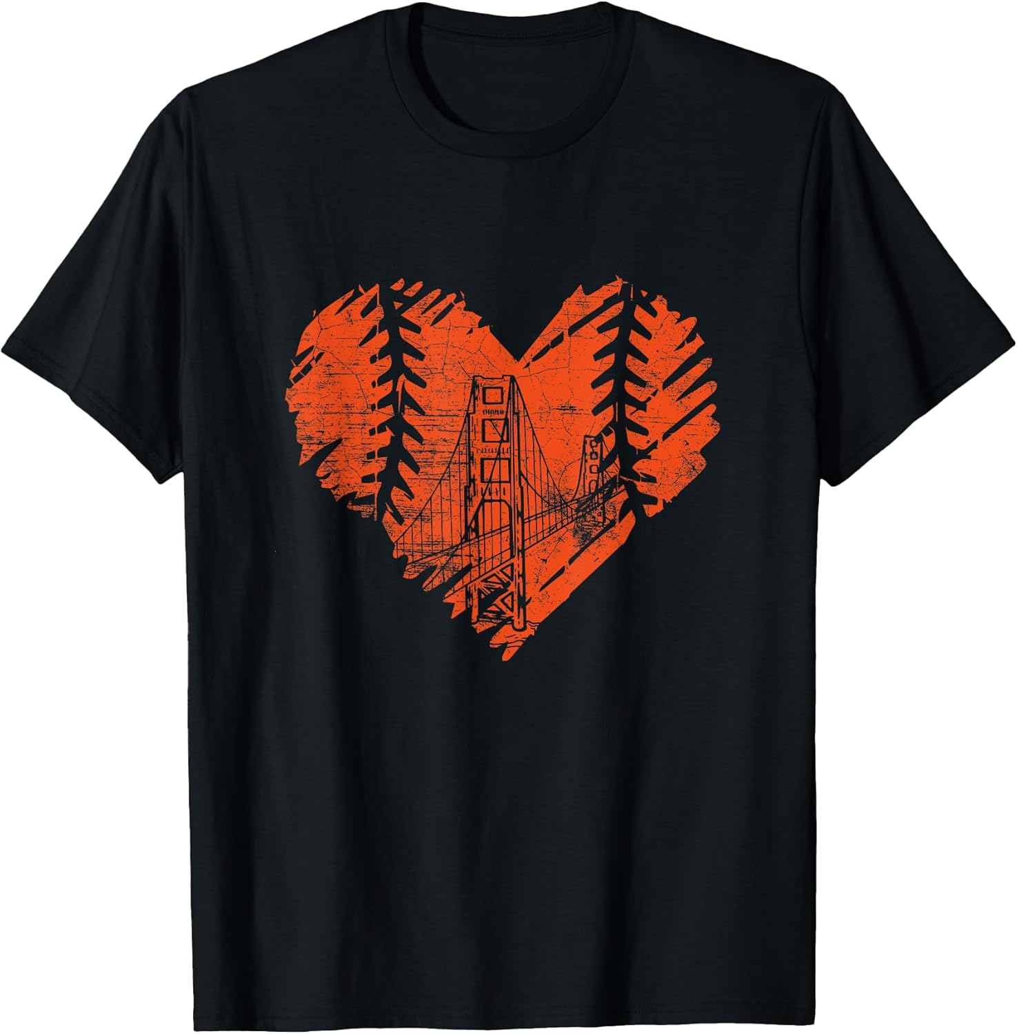 US State San Francisco Baseball Vintage Heart T-Shirt