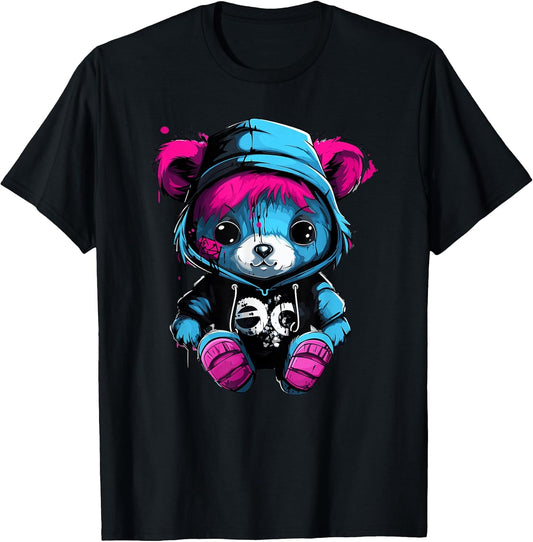 Cute Teddy Bear in Hoodie Urban Style T-Shirt