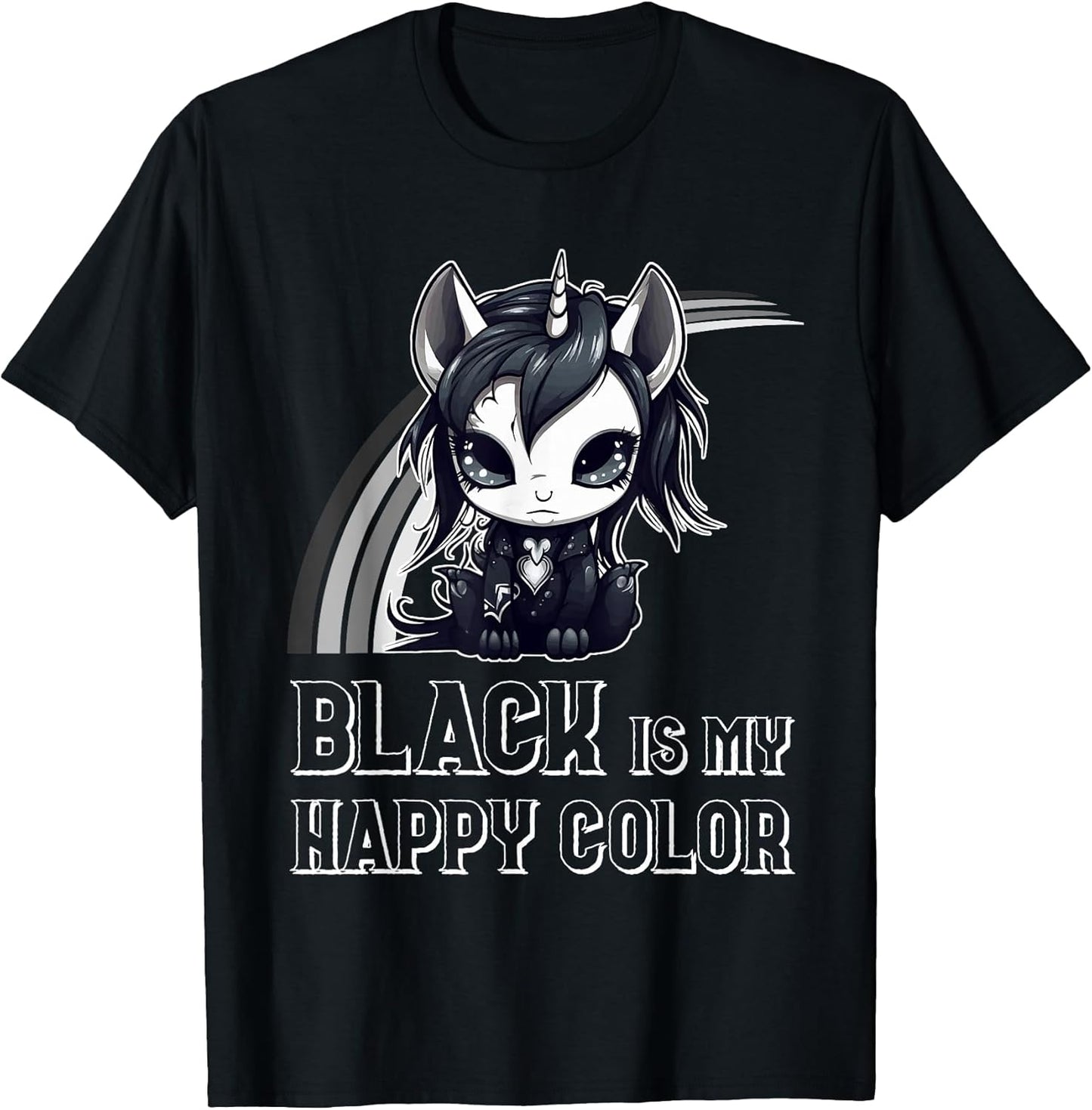 Black is My Happy Color Goth Girl Emo Gothic Unicorn T-Shirt