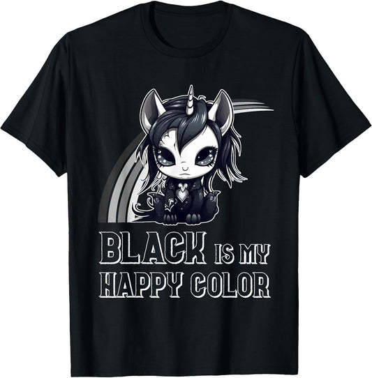 Black is My Happy Color Goth Girl Emo Gothic Unicorn T-Shirt