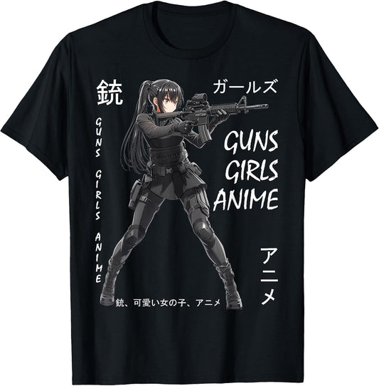 Anime Waifu Graphic T-Shirt, Small, Black