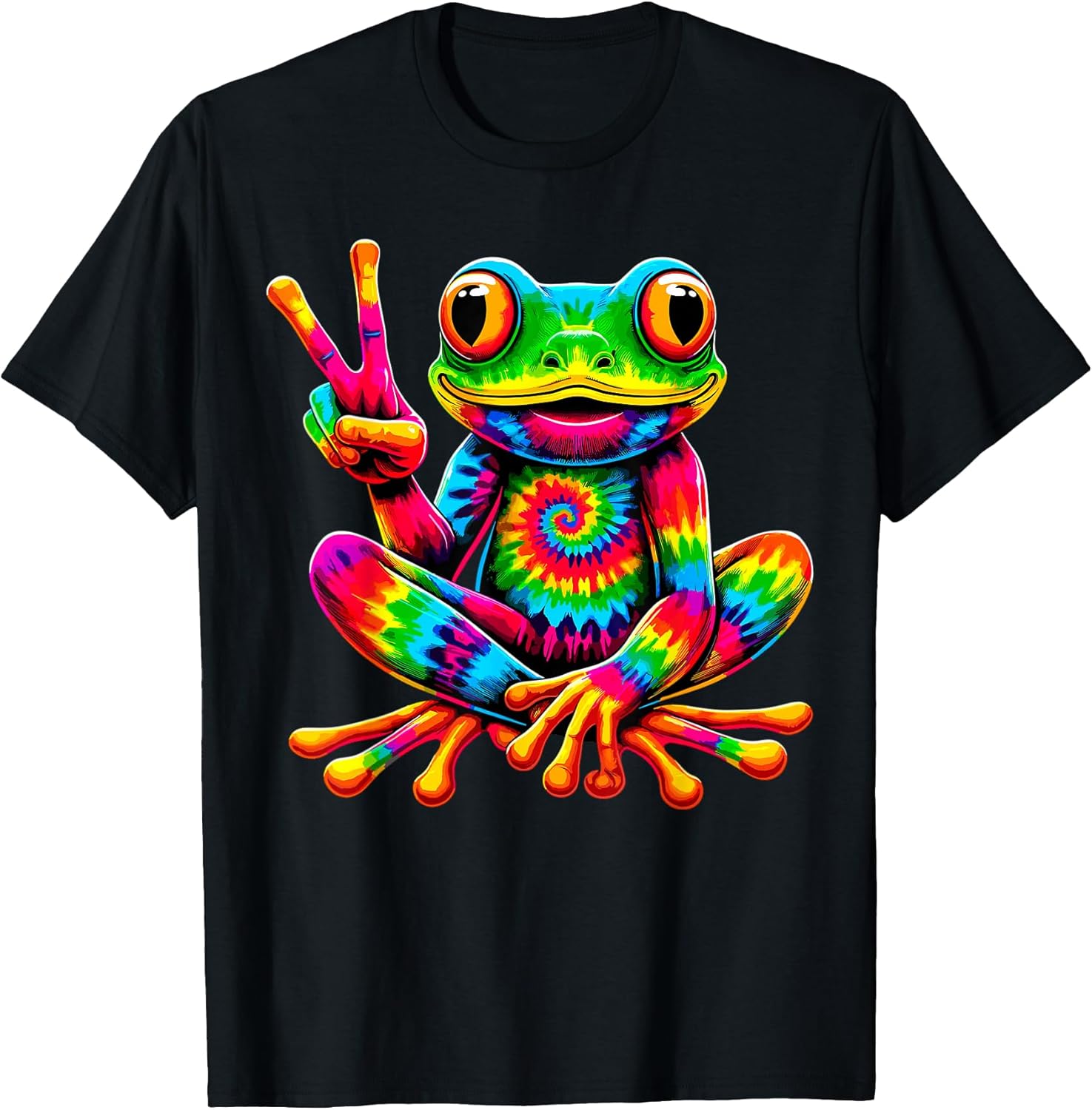 Tie-Dye Frog Peace Sign Hippie T-Shirt