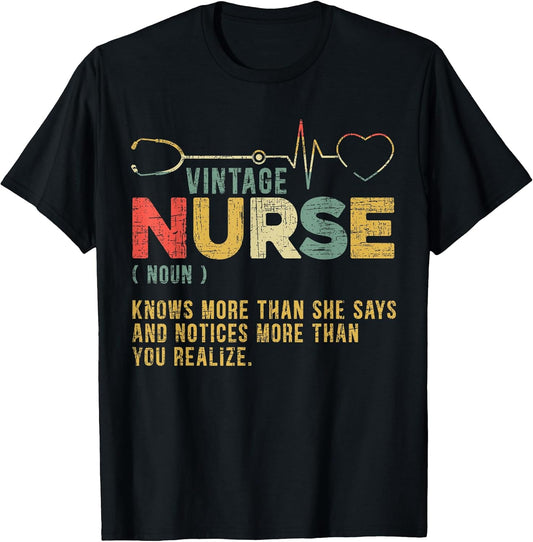 Vintage Nurse Definition Hospital Medical Registered Nursing T-Shirt Small