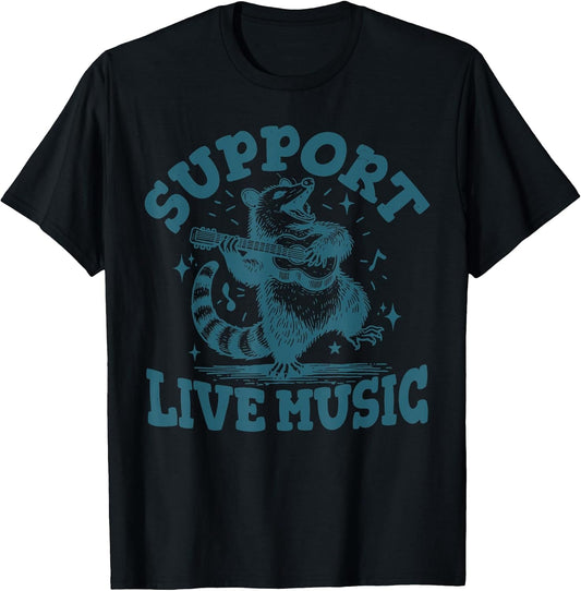 Support Live Music Funny Opossum Music Lover