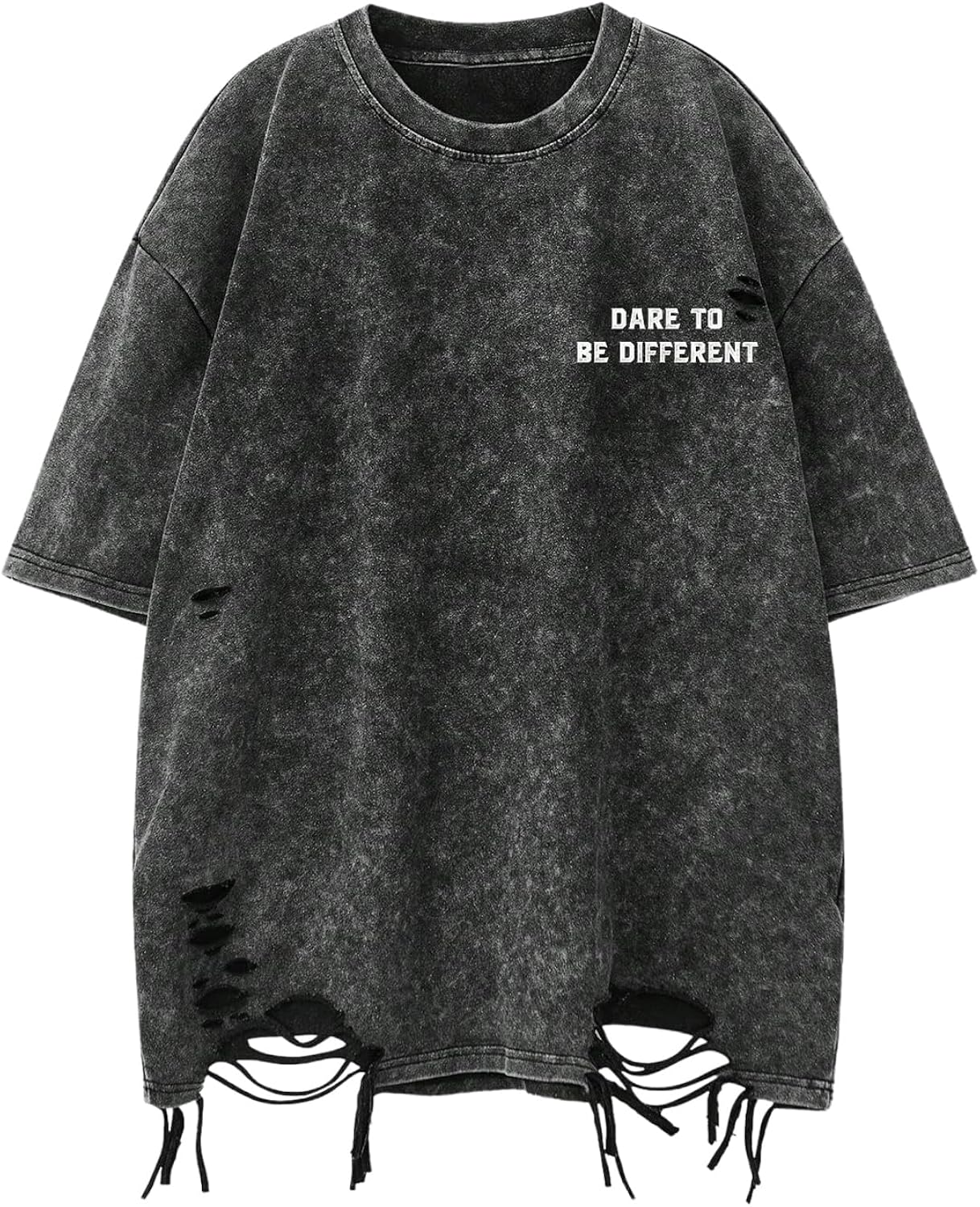 Men's Ripped Distressed Graphic Tees Short Sleeve Crew Neck Letter T Shirts Washed Streetwear