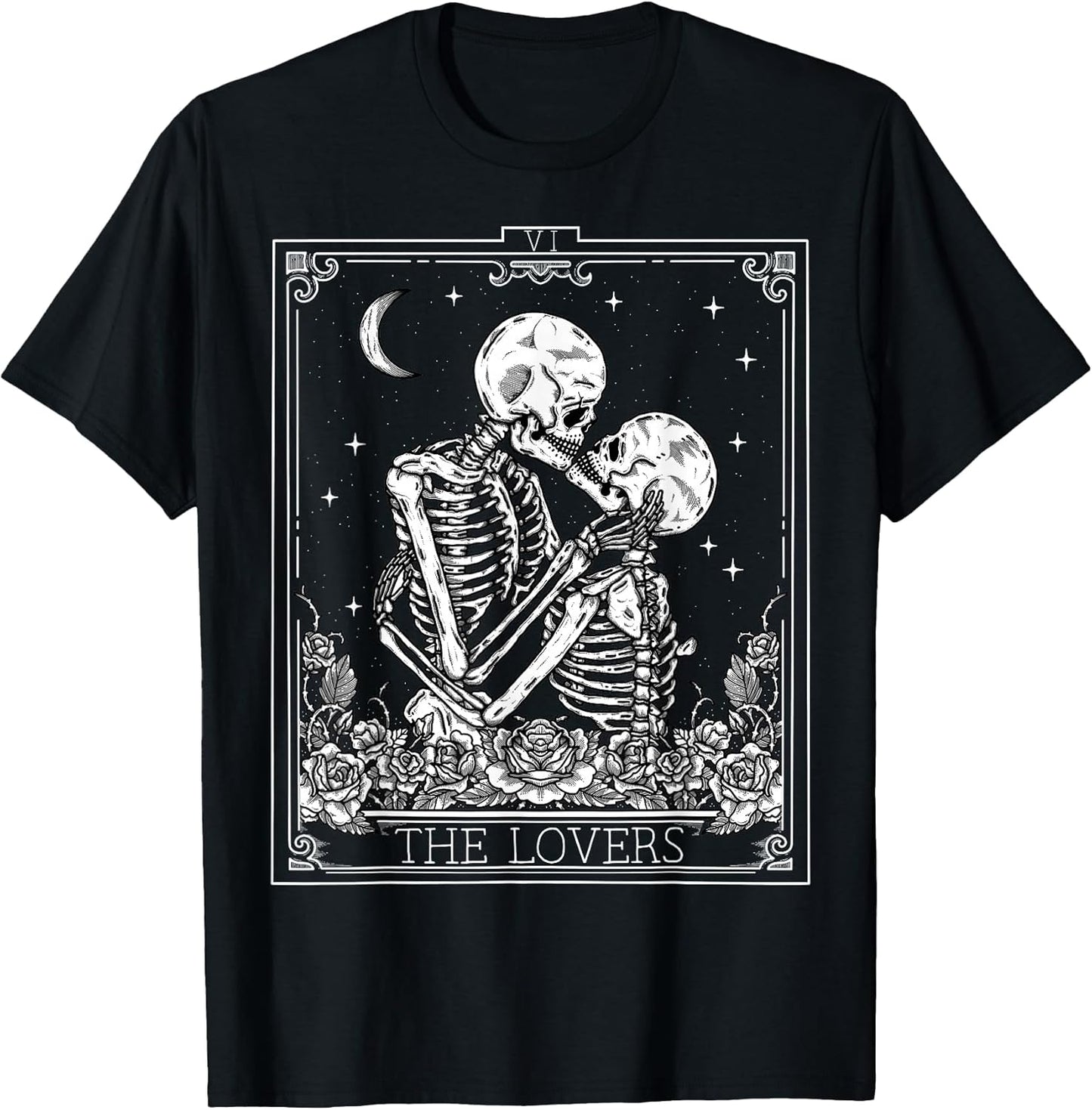 The Lovers Vintage Tarot Card Astrology Goth Halloween Women T-Shirt Small