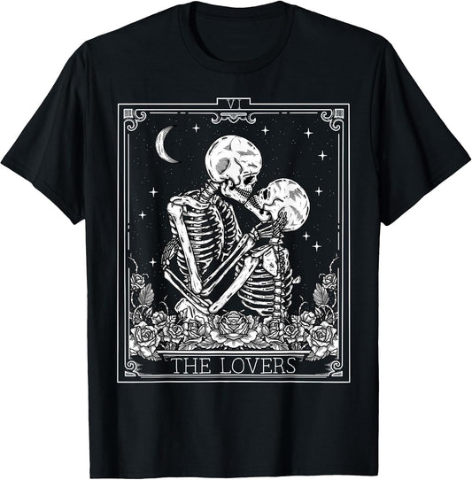 The Lovers Vintage Tarot Card Astrology Goth Halloween Women T-Shirt Small
