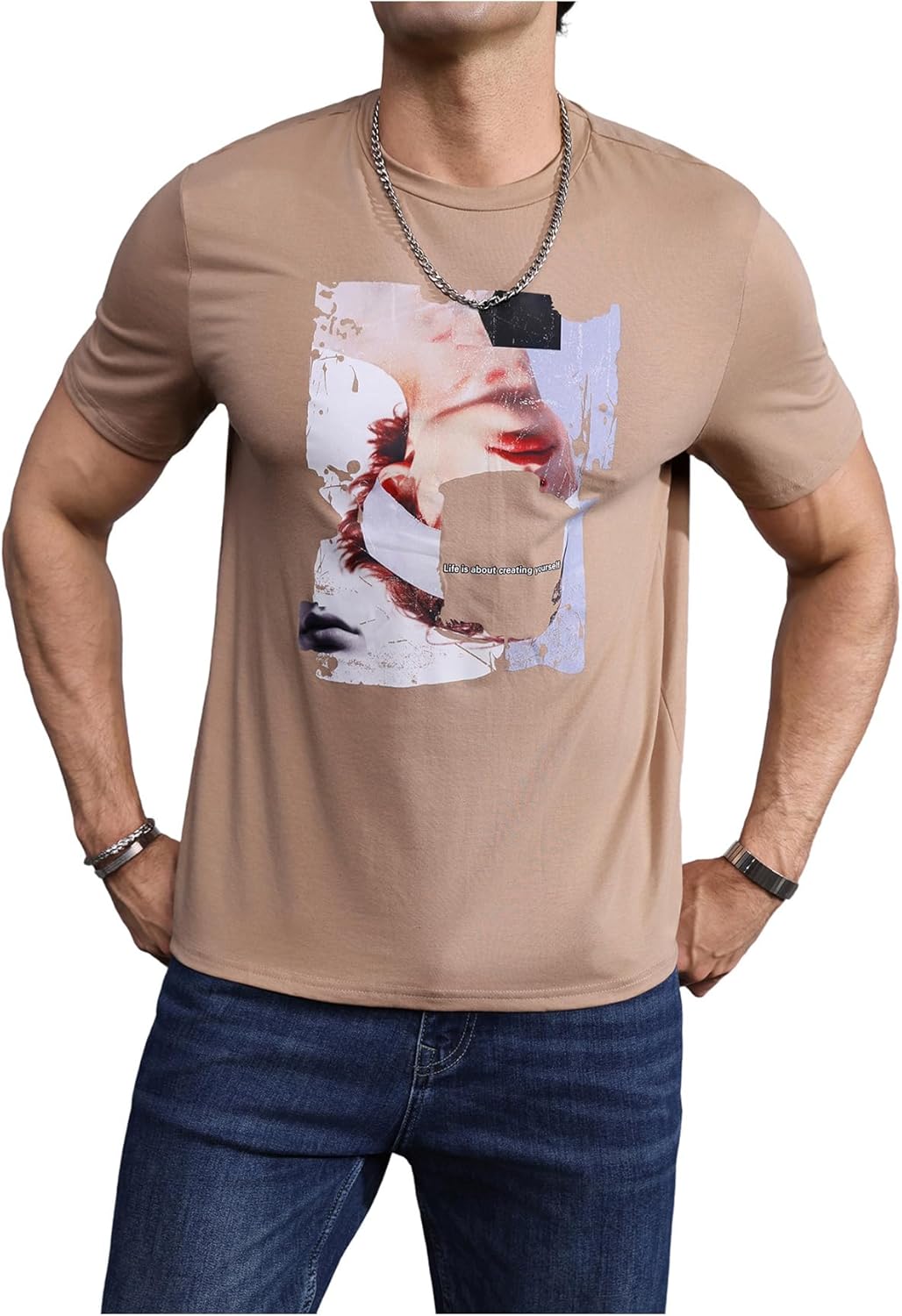 Men's Graphic Tees Figure Letter Print Short Sleeve Designer T Shirt Summer Tee Tops
