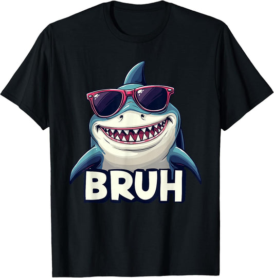 Funny Shark Meme Bruh Teenager Kids Men Women Graphic T-Shirt