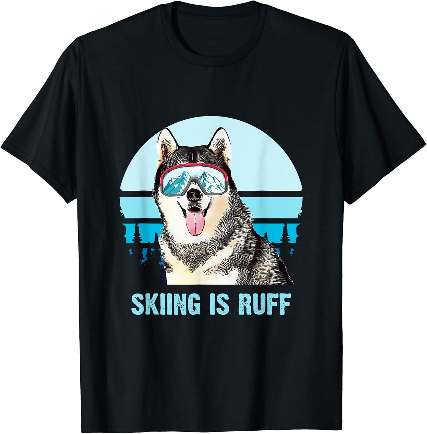 Siberian Husky Winter Skiing is Ruff Ski Dog Lover T-Shirt