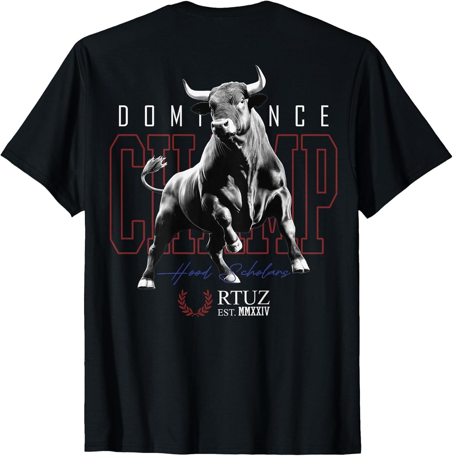 Hip Hop Urban Vintage Edgy Y2K Back Print Streetwear Bull T-Shirt