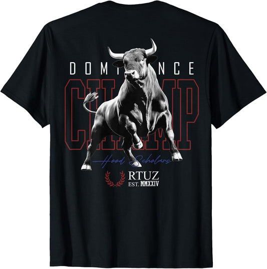 Hip Hop Urban Vintage Edgy Y2K Back Print Streetwear Bull T-Shirt