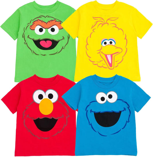 Toddler Boy Girl 4 Pack T-Shirts Elmo Oscar Big Bird Cookie Monster