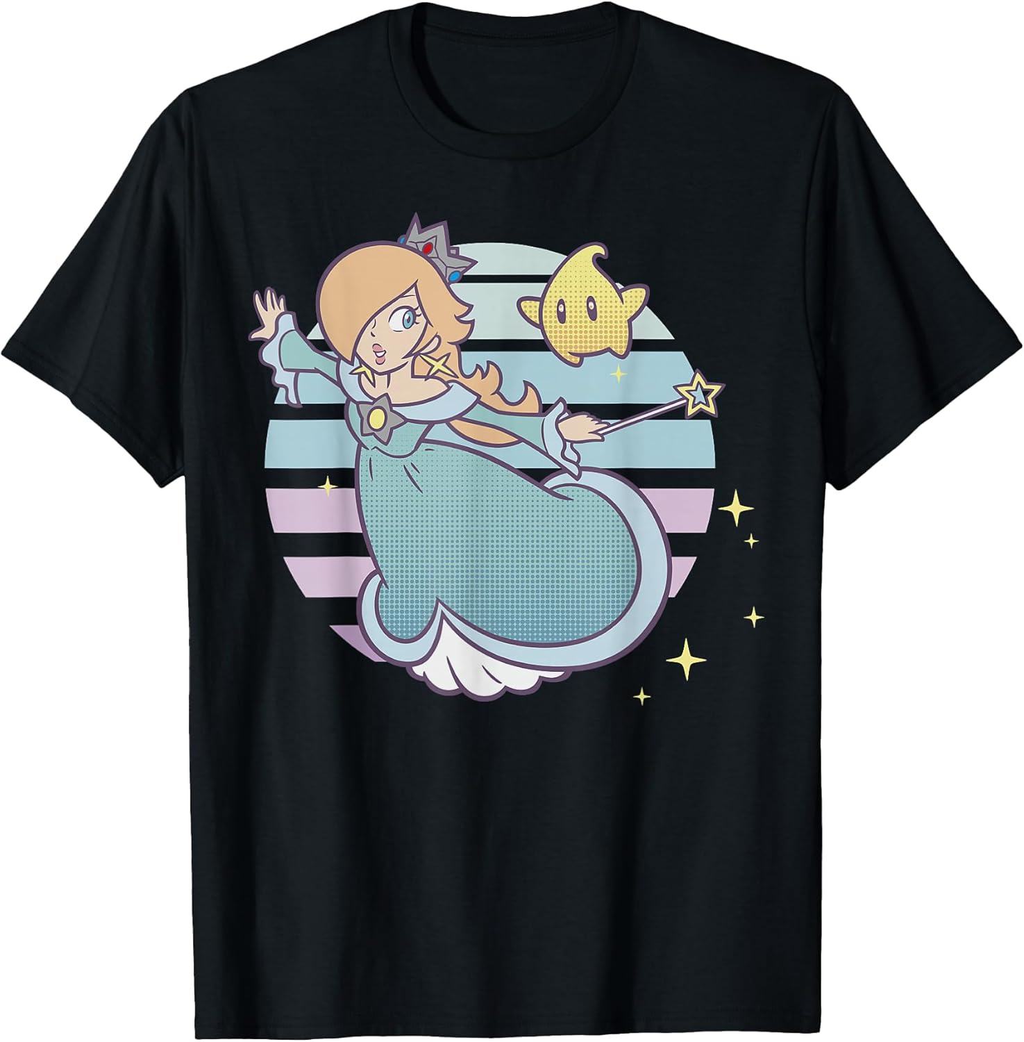 Rosalina and Luma Striped Background Portrait T-Shirt