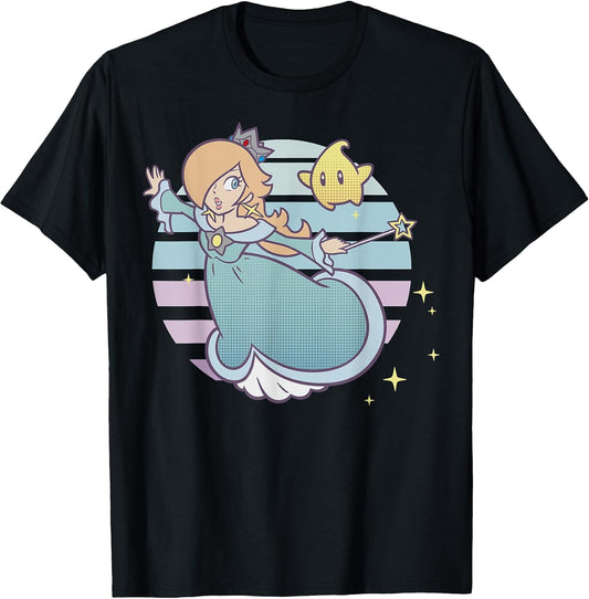 Rosalina and Luma Striped Background Portrait T-Shirt