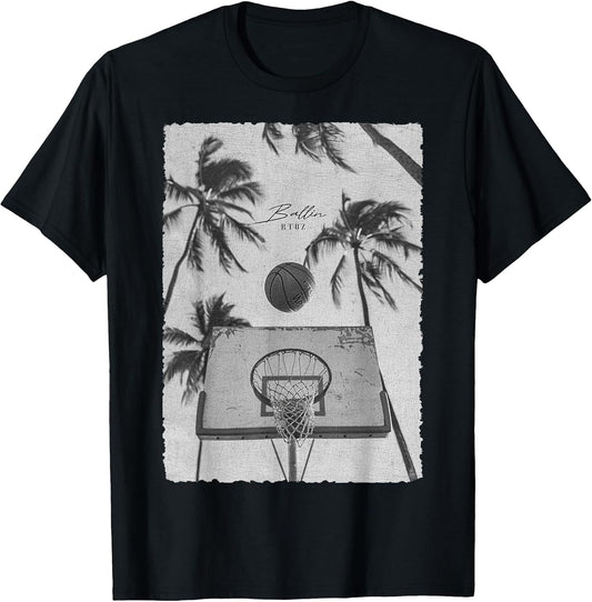 Retro Hip Hop Y2K Vintage Edgy Urban Streetwear Basketball T-Shirt