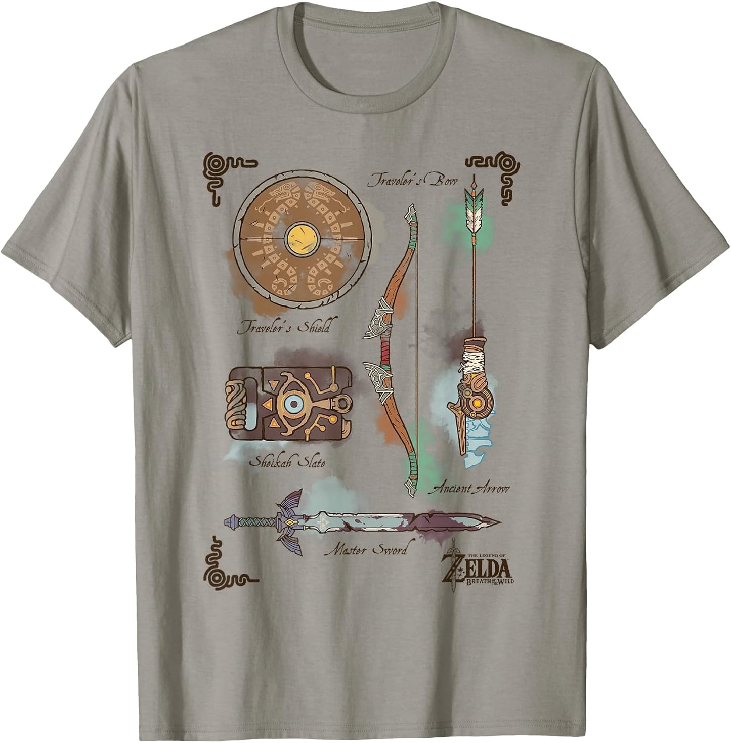 Zelda Breath of The Wild Link Inventory Graphic T-Shirt T-Shirt