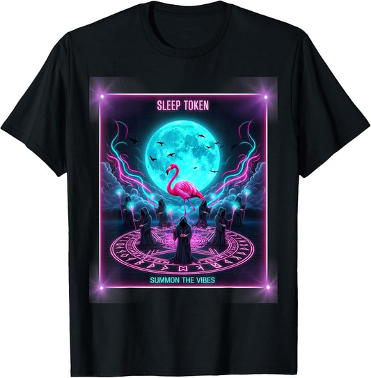 Flamingo Ritual Sleep Token Aesthetic Moon Vibes Mystical T-Shirt