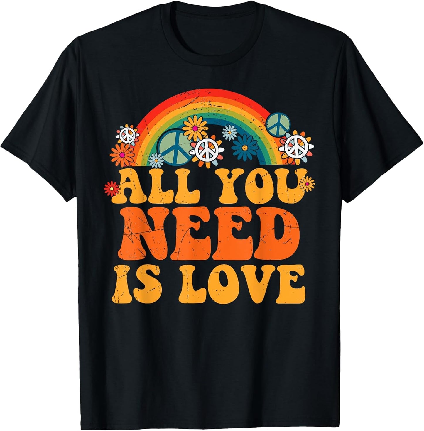 Peace Sign Love 60s 70s Tie Dye Hippie Costume Halloween T-Shirt