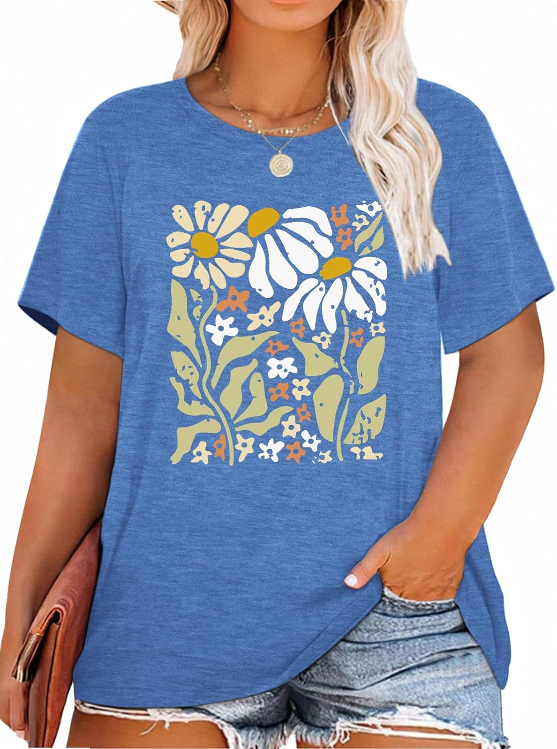 Plus Size Womens Country Shirts Funny Western Graphic Tees Short Sleeve Flower Tops Blouses Casual Summer T-Shirt