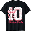 10th Birthday Girl Pink Coquette Bow 10 Year Old Aesthetic T-Shirt