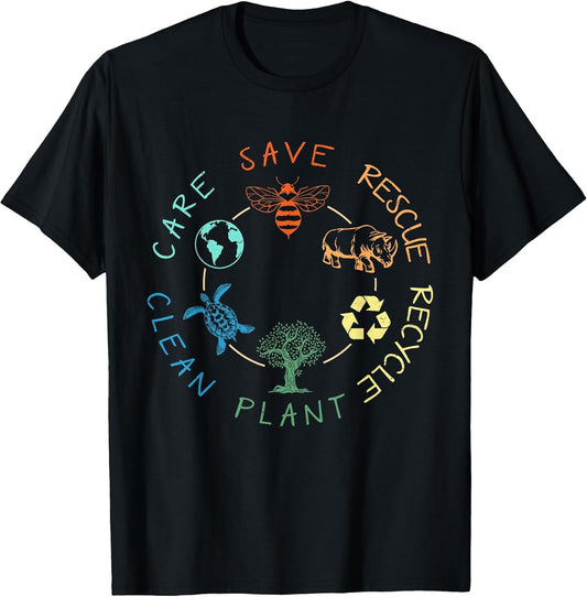 Save Bees Rescue Animals Recycle Plastic Earth Day T-Shirt