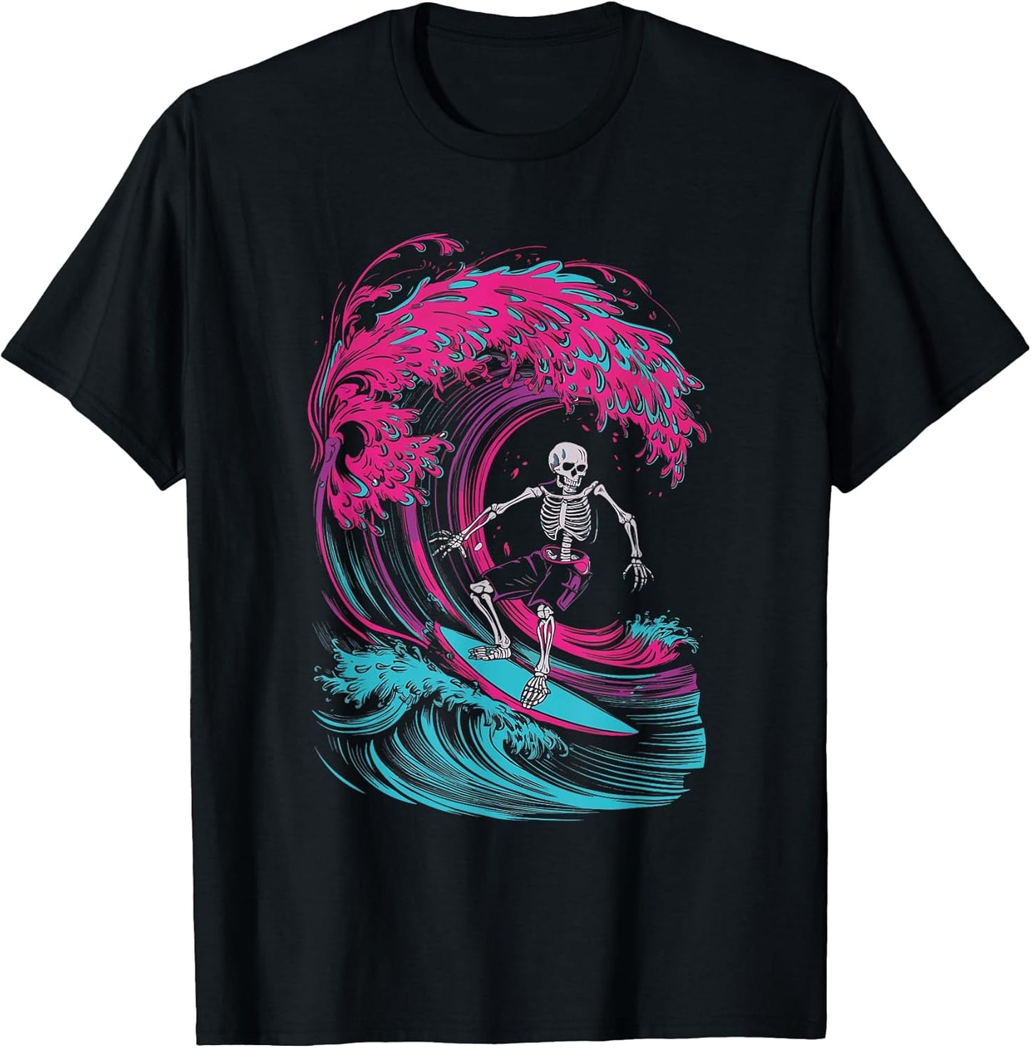 Halloween Skeleton Surfing Surfer Surfboard