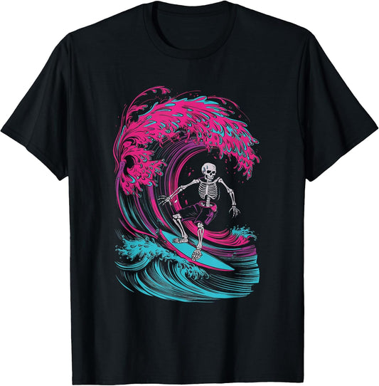 Halloween Skeleton Surfing Surfer Surfboard