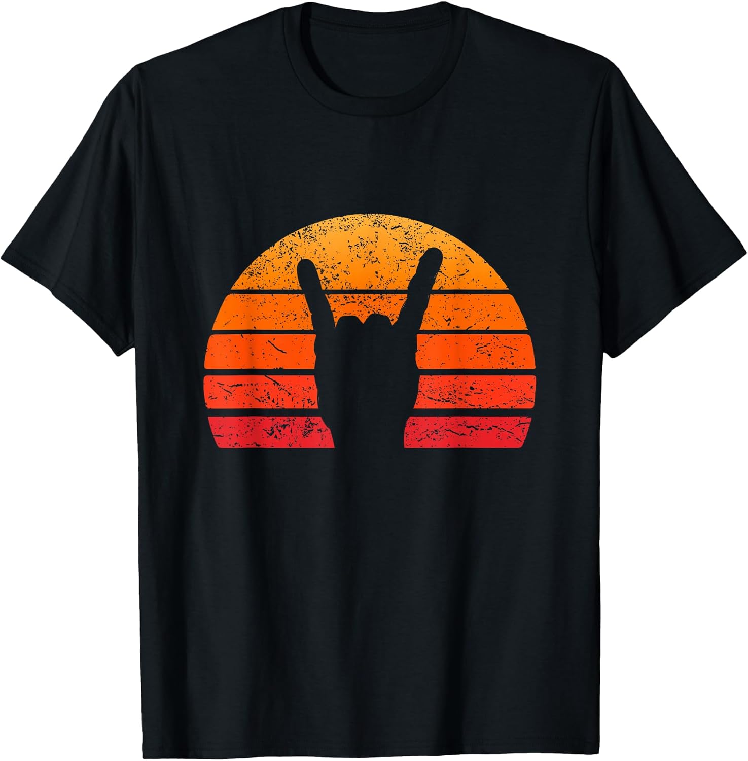 Retro Sun Rock Hand Sign Punk Rocker Music Festival T-Shirt