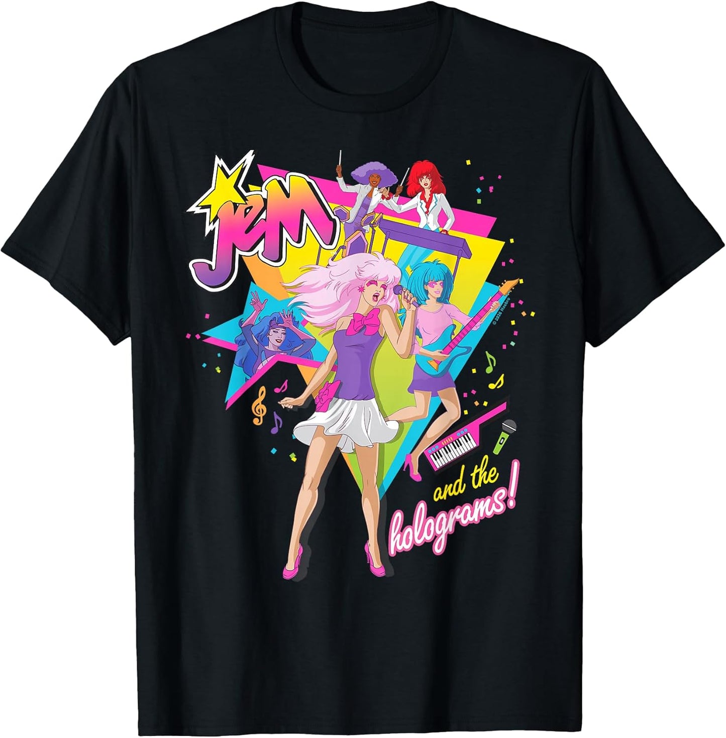 Jem and The Holograms Full Band Rocking Out 80's Rock Retro T-Shirt