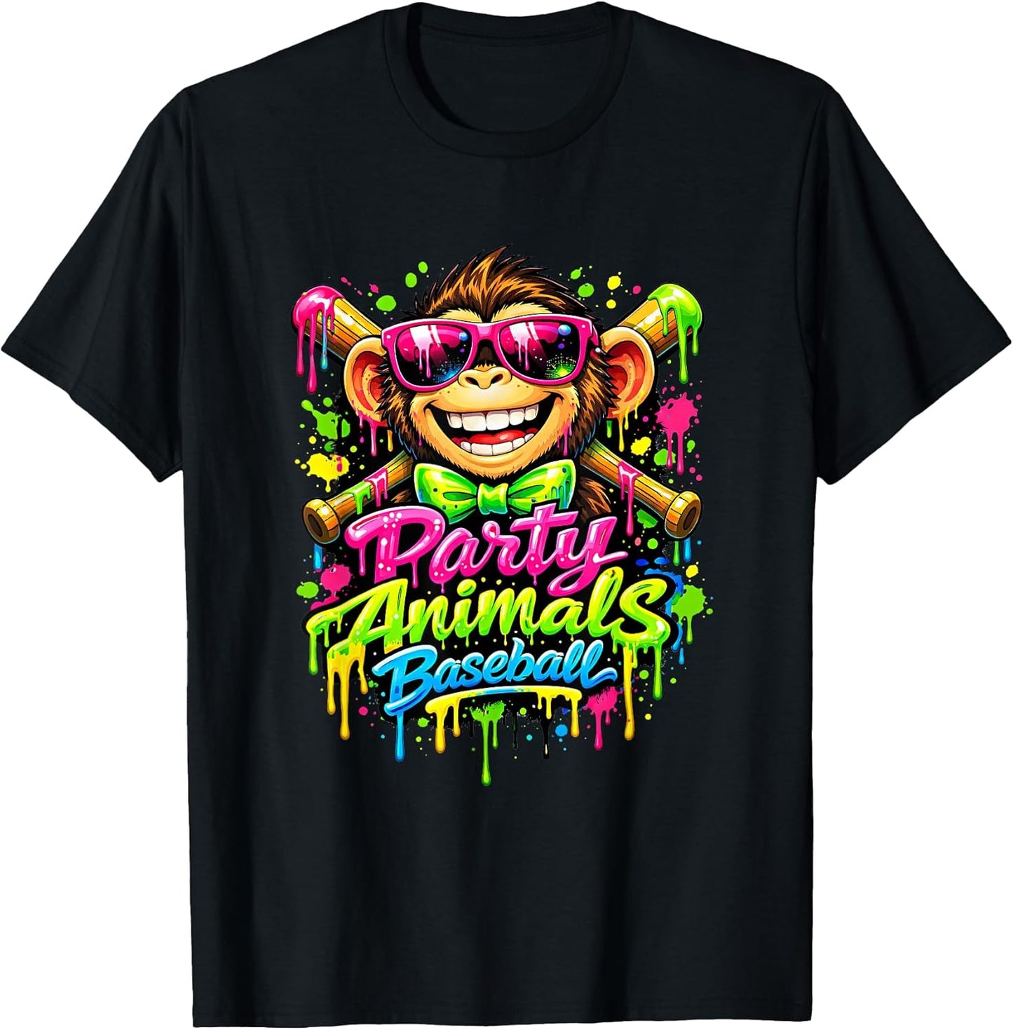 Party Animals Baseball Monkey Sunglasses Graffiti